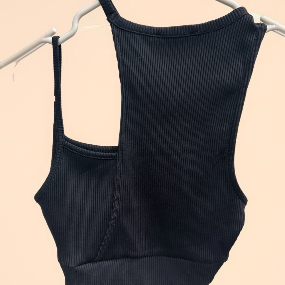 Bershka Black Ribbed Women's Top - Picture 2 of 4